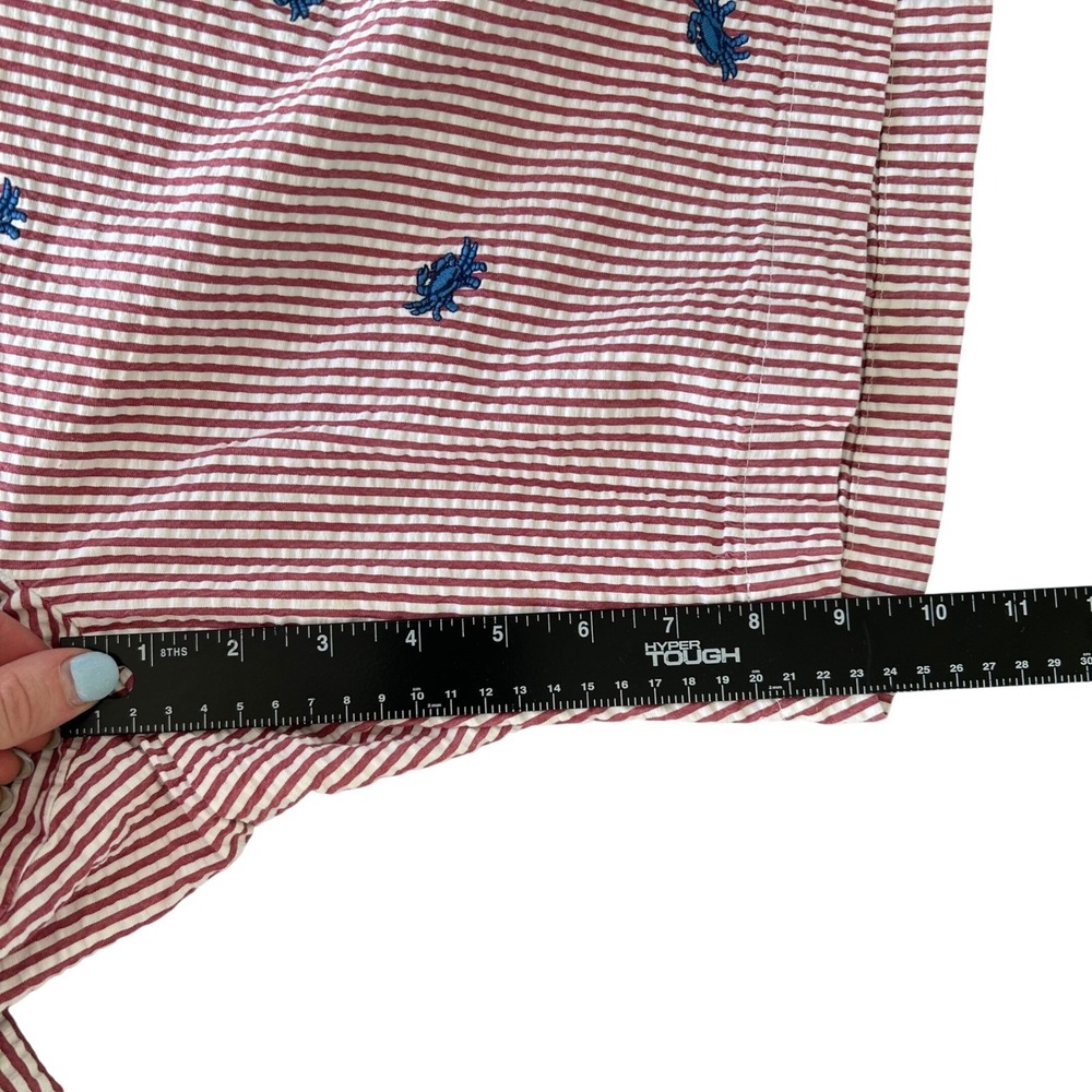 Brooks Brothers 346 Mens Red White Seersucker Crab Embroidered Shorts Size 35 - Picture 9 of 10
